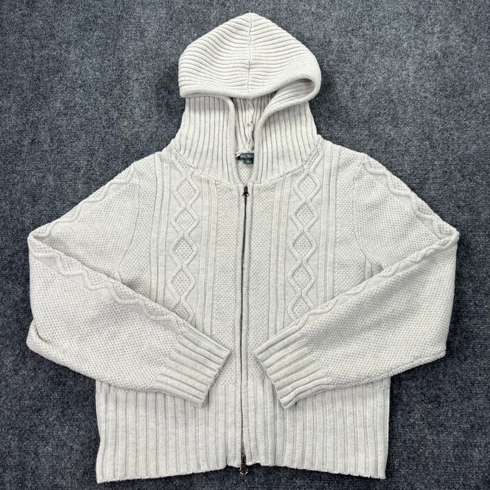 Wild Fable Womens XL Gray Cable Knit Full Zip Hooded Cardigan Sweater